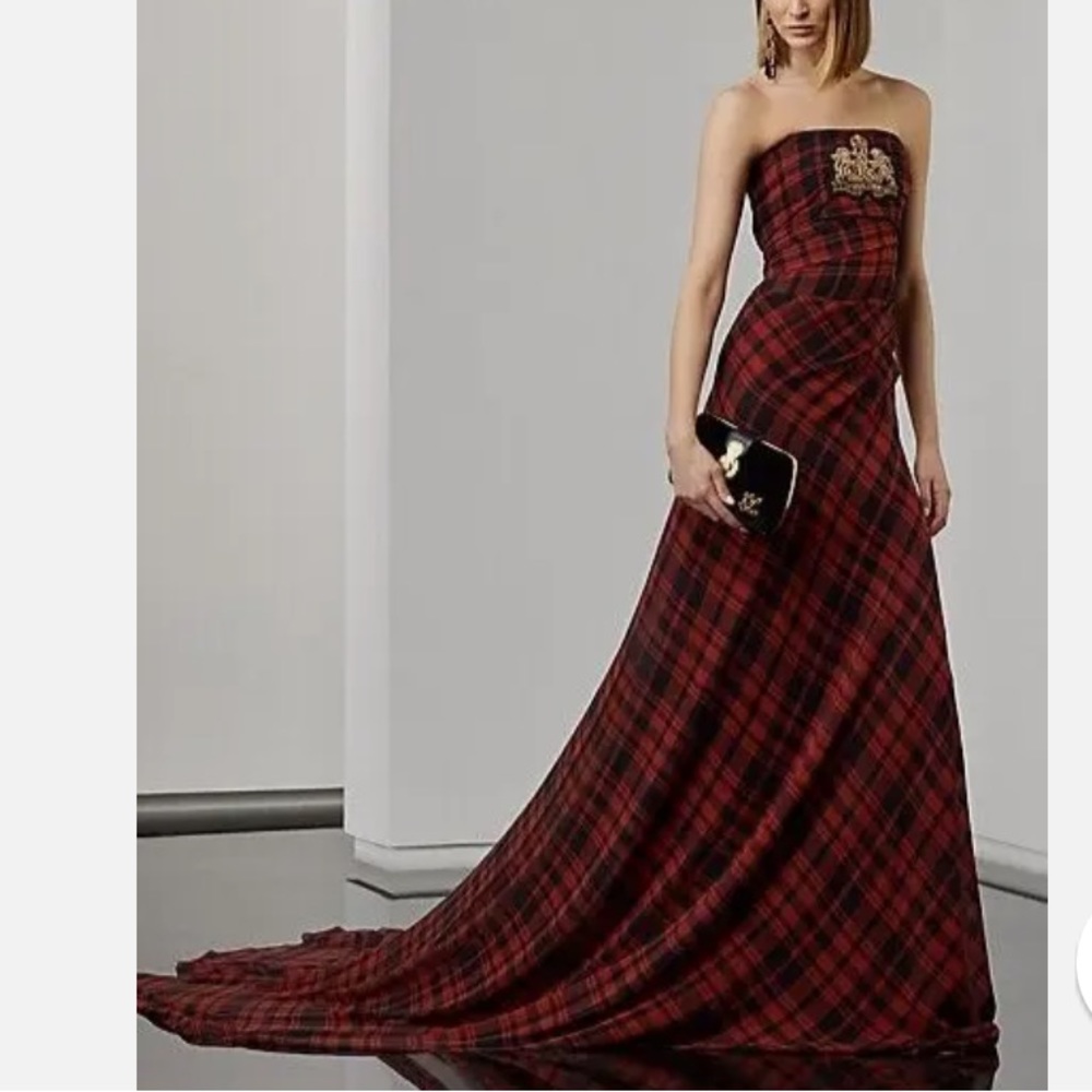 Ralph Lauren Collection Plaid Evening Gown Size 2 New With Tags Purple Label